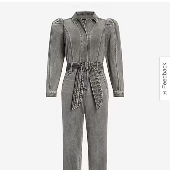 Express Grey washed Denim Jumpsuit Size 4 NWT - Picture 5 of 5